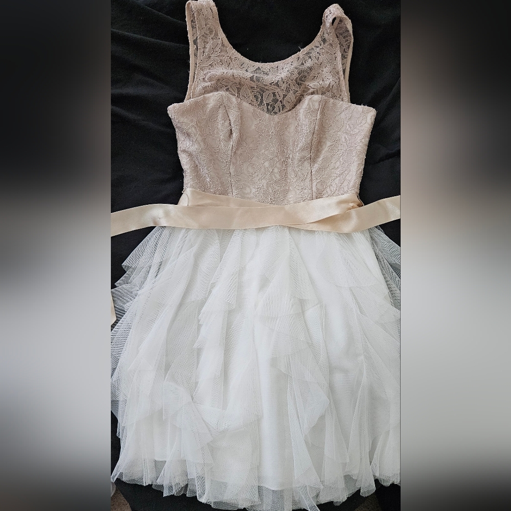 Teeze Me Elegant Cream and White Sz3 Junior Dress